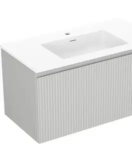 Kúpeľňový nábytok MEXEN/S - Rivel kúpeľňová skrinka 90 cm s umývadlom Otis, 1 šuplík, reliéf, šedá mat/biela mat 91A20-09047-1-BF62-W18M01