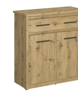 Komody KONDELA Airon 2D1S dvojdverová komoda so zásuvkou dub artisan