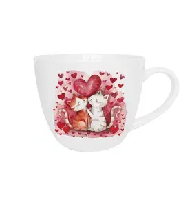 Hrnčeky, šálky, podšálky DUO - Hrnček 460ml LOVING CATS, párik mačiatka, porcelán