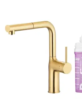 Kuchynské batérie KFA - Duero pure move pull-out, filtrujúca s otočnou výtokovou armatúrou, brúsené svetlé zlato + profine lilac s 6623-425-39