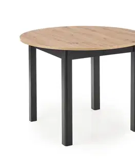 Jedálenské stoly HALMAR Ringo okrúhly rozkladací jedálenský stôl dub artisan / čierna