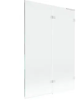 Sprchové dvere MEXEN/S - Lunar L vaňová zástena 2-krídlová pravá 120 x 150, transparent, biela 897L-120-100-20-00-P