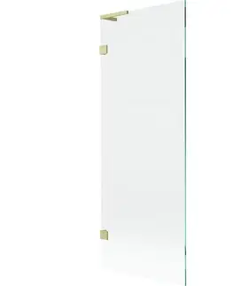 Sprchové dvere MEXEN/S - Lunar L vaňová zástena FIX 70 x 150, transparent, zlatá kartáčovaná 897L-070-000-55-00