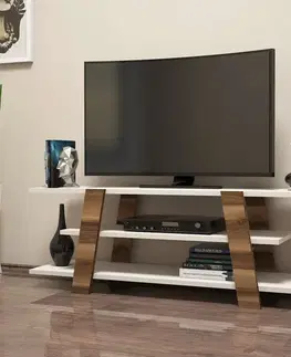 TV stolíky TV stolík Flower - Walnut, Cream