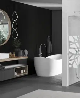 Sprchové dvere MEXEN/S - Kioto+ L Sprchová zástena WALK-IN s poličkou a držiakom uterákov 90 x 200, biely vzor, chróm 800-090-123-01-85