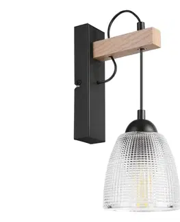 Svietidlá  Nástenné svietidlo LEANDRA 1xE27/15W/230V dub/čierna KM-1.300/DĄB