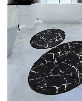 Svietidlá  SADA 2x Kúpeľňová predložka MARBLE 50x60/60x100 cm čierna 359CHL1539
