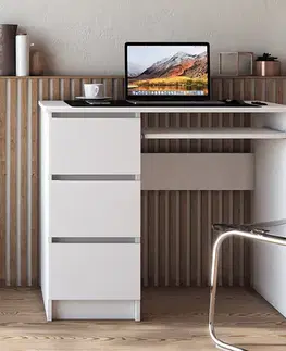 Písacie a pracovné stoly NABBI Celita pc stolík biela