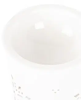 Svietniky Porcelánová arómalampa Snow flower biela, 8,5 x 12 cm