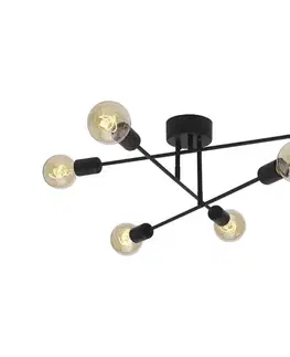 Svietidlá Cottex P7216SV - Prisadený luster BATON 6xE27/60W/230V čierny P7216SV