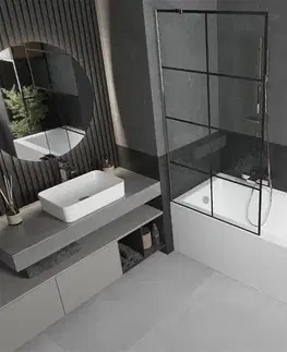 Sprchové dvere MEXEN/S - Next vaňová zástena FIX 100x150, čierny dekor, chróm 895-100-000-00-77-01