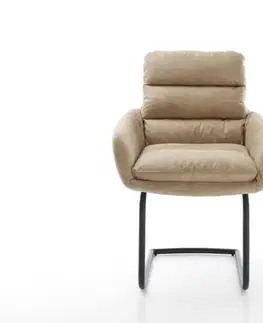 Jedálenské stoličky DELIFE Jedálenská stolička Abelia-Flex s opierkami mikrovlákno béžová vintage jedálenská stolička okrúhla čierna