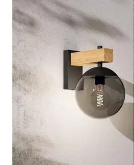Svietidlá Eglo 900671 -Vonkajšie nástenné svietidlo BUFALATA 1xE27/40W/230V čierna/drevo IP44 900671