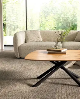 Konferenčné stolíky DELIFE Konferenčný stolík Edge zaoblený tvar 90x90 cm dub prírodný švajčiarska hrana Sarity kov čierna