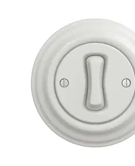 Predlžovacie káble lap - Retro schodiskový vypínač s rámikom č. 6 keramická biela KA0007+KA0003