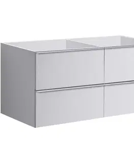 Kúpeľňový nábytok CERANO - Kúpeľňová skrinka pod umývadlo s úchytkou Velora - biela matná, chrómová úchytka - 138x53x46,5 CER-664918
