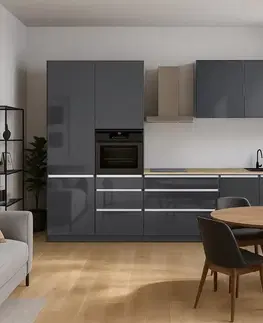 Kuchynské linky KONDELA Asti 330 kuchynská linka 330 antracit extra vysoký lesk / antracit