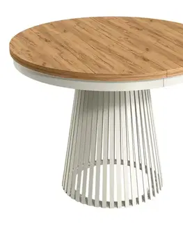 Jedálenské stoly KONDELA Gerdony rozkladací jedálenský stôl kašmír / dub craft zlatý