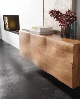 Komody DELIFE Komoda New Live-Edge 145 cm akácia prírodná závesné 3 dvierka