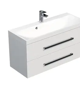 Kúpeľňový nábytok Kúpeľňová skrinka s umývadlom SAT Cube Way 100x40 cm biela lesk CUBE2100ZBL CUBE2100ZBL