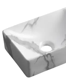Umývadlá SAPHO - MARGITHA keramické umývadlo 38x22cm, otvor pro batériu vpravo, carrara MGT38217