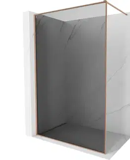 Sprchové dvere MEXEN/S - Kyoto-F Sprchová zástena WALK-IN s rámom 140 x 202, grafit 8 mm, meď kartáčovaná 800-140-104-65-40