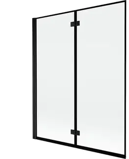Sprchové dvere MEXEN - MIST vaňová zástena 140x150 cm 6mm 2-s, čierna, okraj, ľavá 8A9-140-002-70-70-L