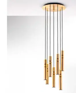 Svietidlá Jupiter 2021 - Luster na lanku ALAS 7xGU10/10W/230V zlatá 2021