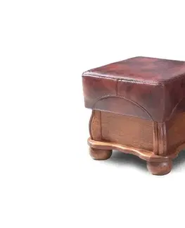 Taburetky PYKA Parys kožená taburetka drevo D3 / hnedá (S42)