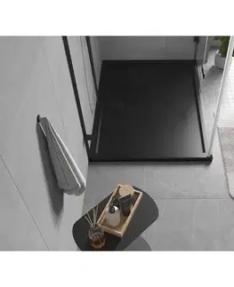 Vane MEXEN - Flow sprchová vanička obdĺžniková slim 80 x 100, čierna mat 46R708010