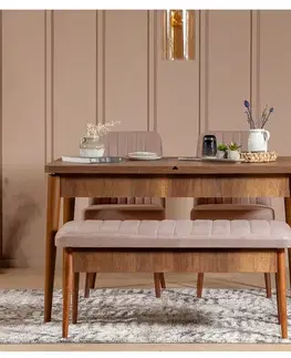 Jedálenské sety Jedálenský set s rozkladacím stolom a stoličkami (4 kusy) Vina 0900 - Walnut Stone