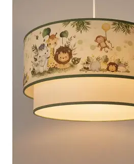 Svietidlá BRILAGI-LED Detský závesný luster na lanku BOBO 1xE27/60W/230V pr.40cm krém./zelená/džungľa 8590828051282