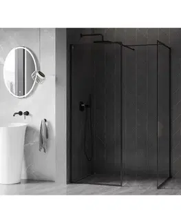 Sprchové dvere MEXEN/S - Kioto-F Sprchová zástena WALK-IN s rámom 180 x 75, transparent 8 mm, čierna 800-180-202-04-70-075