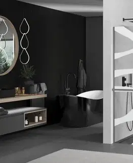 Sprchové dvere MEXEN/S - Kioto+ Sprchová zástena WALK-IN s poličkou a držiakom uterákov 120 x 200, biely vzor, grafit metal 800-120-121-95-97