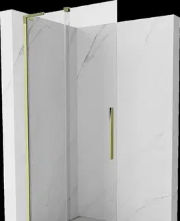 Sprchové dvere MEXEN/S - Velar L Sprchová zástena posuvná Walk-in 90 x 200, transparent 8 mm, zlato 871-090-003-03-50