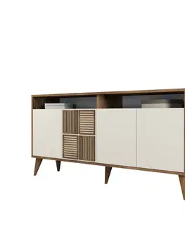 Komody Konzolový stolík Milan 160 - Walnut, Cream