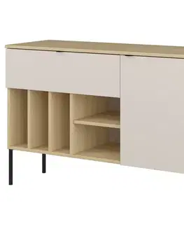 Komody so zásuvkami a dvierkami Komoda 1d1s Ore 45  Dub Lindberg/Kašmír