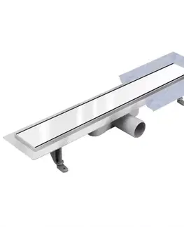 Sprchové kúty Odtokový žľab Inox Biele sklo 800