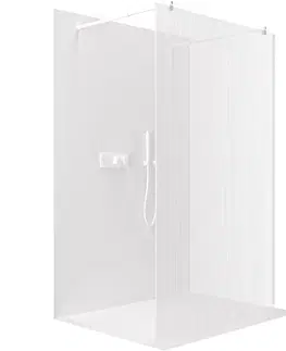 Sprchové dvere CERANO - Sprchová zástena Walk-in Onyx Duo Ľ/P - 8 mm - okrúhla vzpera - biela matná, ryhované sklo - 90x200 CER-8050BD2240