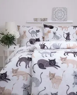 Obliečky MKLozkoviny.sk Obliečky mikroplyš Exclusive – Mačičky - 140 × 200 cm - 70 x 90 cm