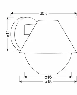 Nástenné svetlá Nástenná lampa Hendera záhradná 20,5x17,5 čierna 1x40W E27 kužeľové tienidlo IP44