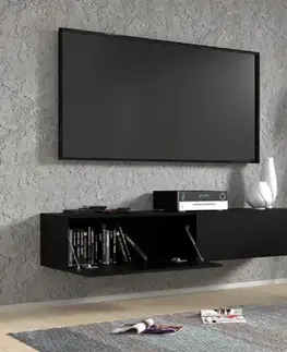 TV stolíky ArtBm Závesný TV stolík BINGO 160 cm | čierny mat