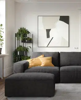 Veľké pohovky DELIFE Veľká pohovka Lanzo 230x95 cm mikrovlákno čierna s taburetom