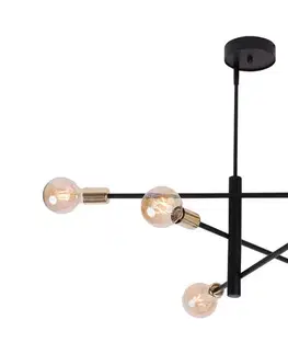 Svietidlá  Luster na tyči ONYX 6xE27/60W/230V čierna/zlatá 31920