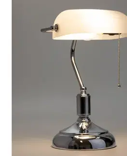 Lampy BRILAGI - Stolná lampa BANK OFFICE 1xE27/60W/230V lesklý chróm/biela L352-BI/CHR