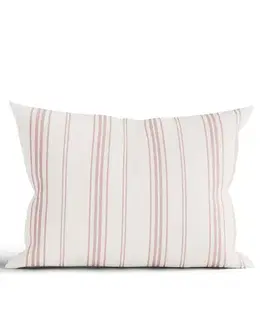 Dekoračné obliečky MKLozkoviny.sk Bavlnená obliečka na vankúš Natural 50 × 70 cm - Prúžky červené-  -