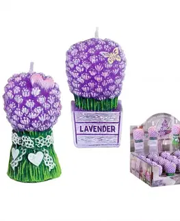 Vybavenie a dekorácie bytu Sviečka Lavender Bouquet zdobená kytica + črepník  mom 20 ks