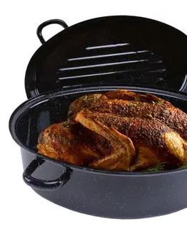 Pekáče a zapekacie misy Kinekus Pekáč vysoký, smaltovaný, šírka 42cm, objem 11L, dvojdielny