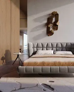 Čalúnené postele DELIFE Čalúnená posteľ Capujo 180x200 cm mikrovlákno sivá
