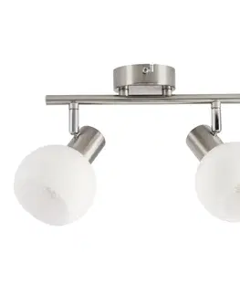 Stropná svetla NOVO lampa sufitowa listwa satyna nikiel 2x40W E14 klosz biały